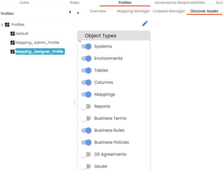 Selecting Object Types Profiles